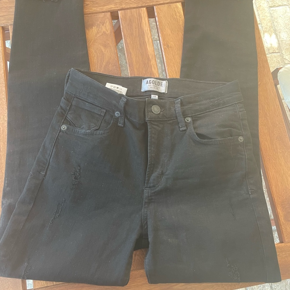 Agolde black distressed denim jeans size 24